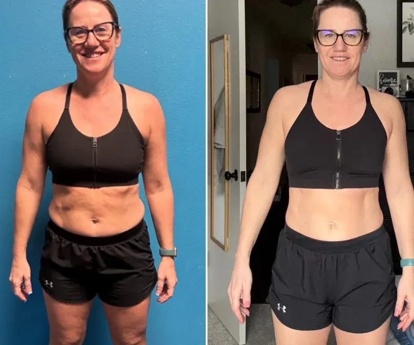 A member's three-month transformation, before and after