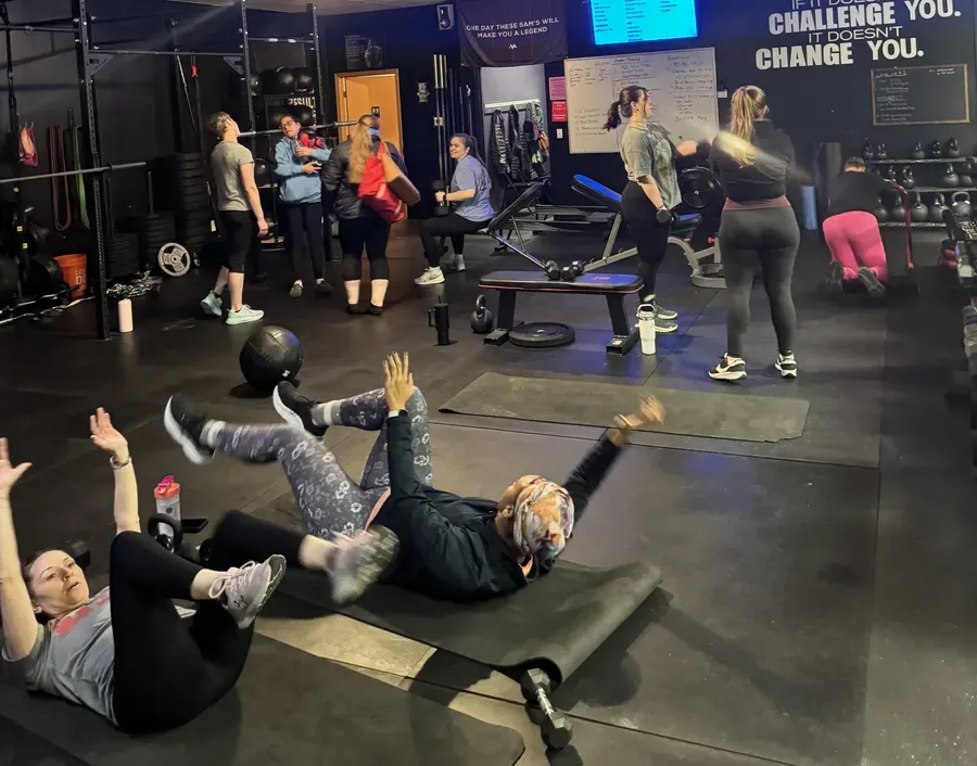 A packed group class on the Knockout Lifestyle gym floor