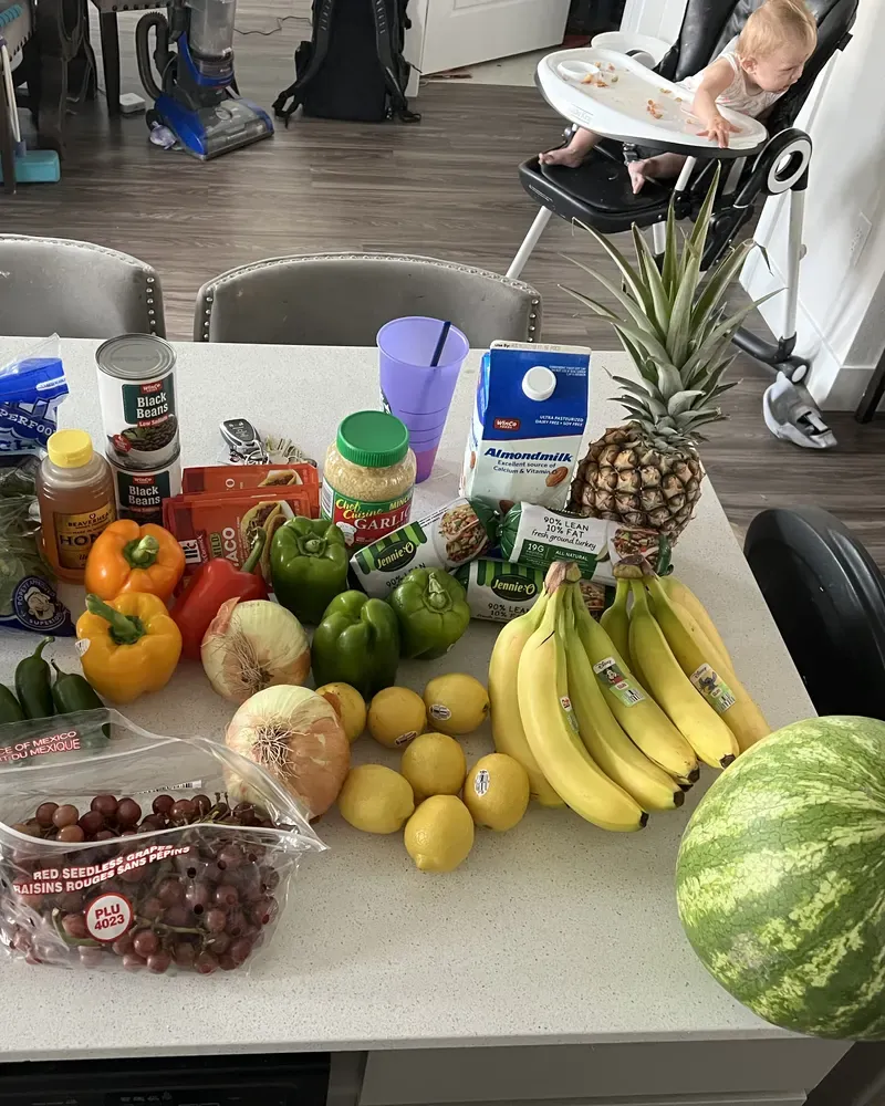 Fresh whole foods on the gym counter
