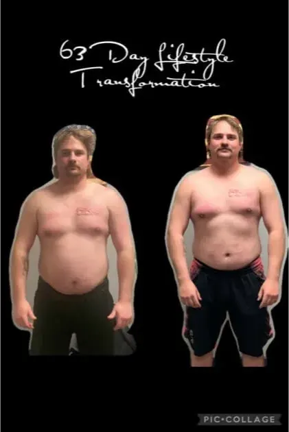 Member before-and-after — 63 day lifestyle transformation